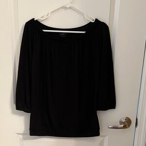 LOFT Black Peasant Blouse with 3/4 Sleeves